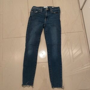 Frame Womens Skinny Jeans Size 27 Distressed Raw Hem Denim Mid-Rise Blue‎